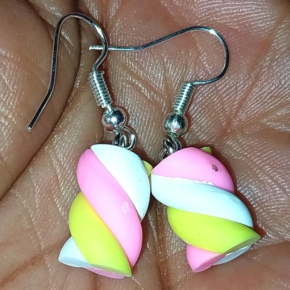 Hand crafted marshmallow dangle earrings